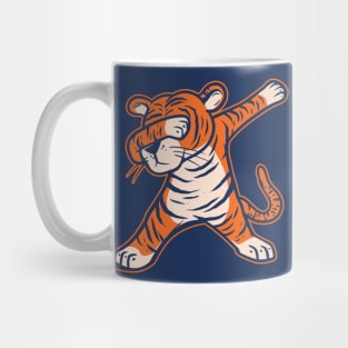 Dabbing Tiger // Orange and Navy Cartoon Tiger Mug